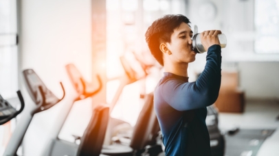 protein shake at gym